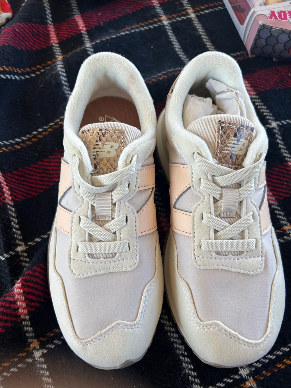 New Balance Women's Cream and Pale Pink Retro Runner Sneakers